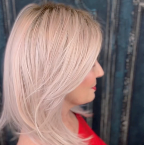 Vanessa | Platinum Blonde Shoulder Length Wig With Roots