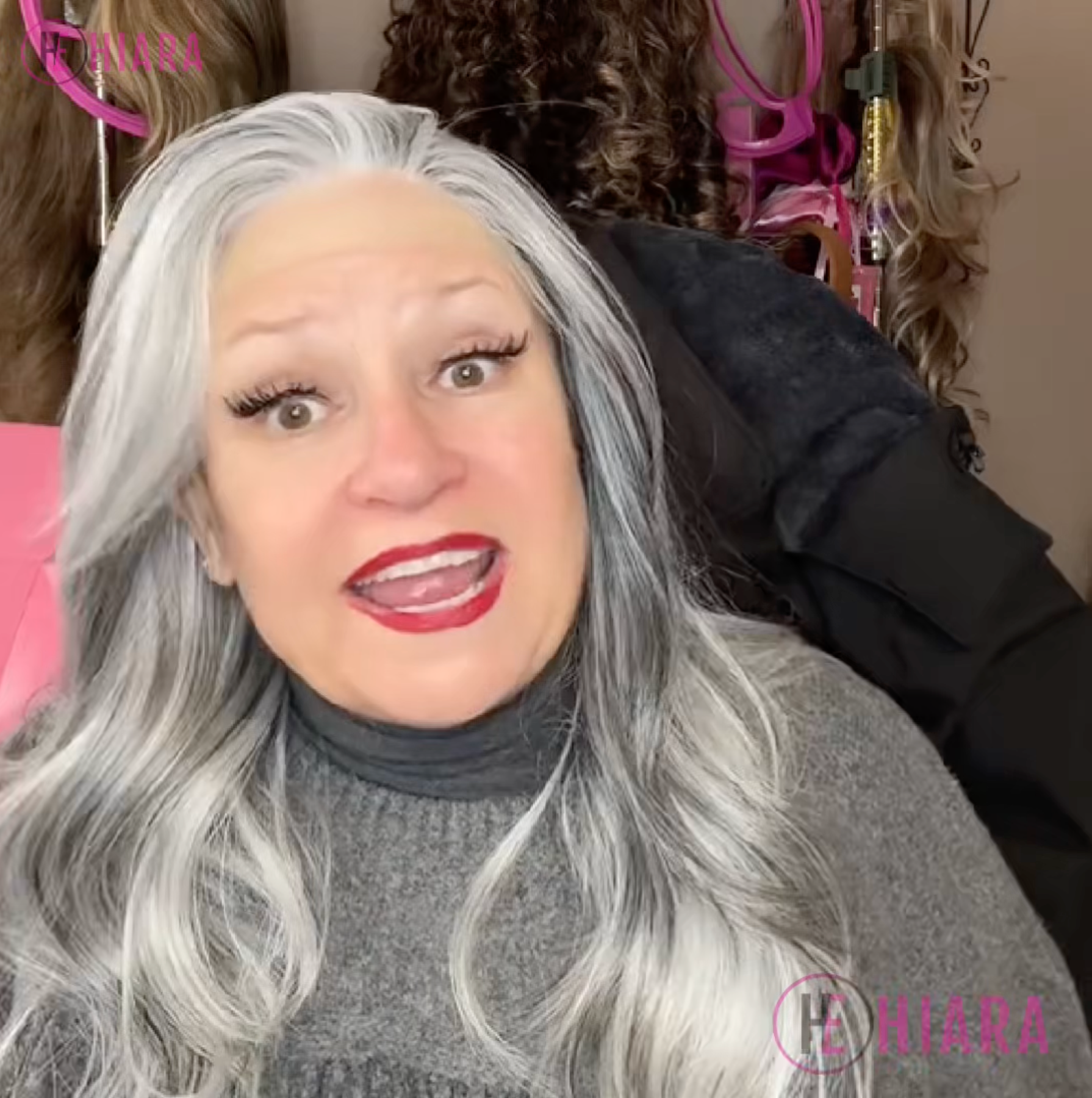 Sandra | Long Silver Wig With Gray Highlights