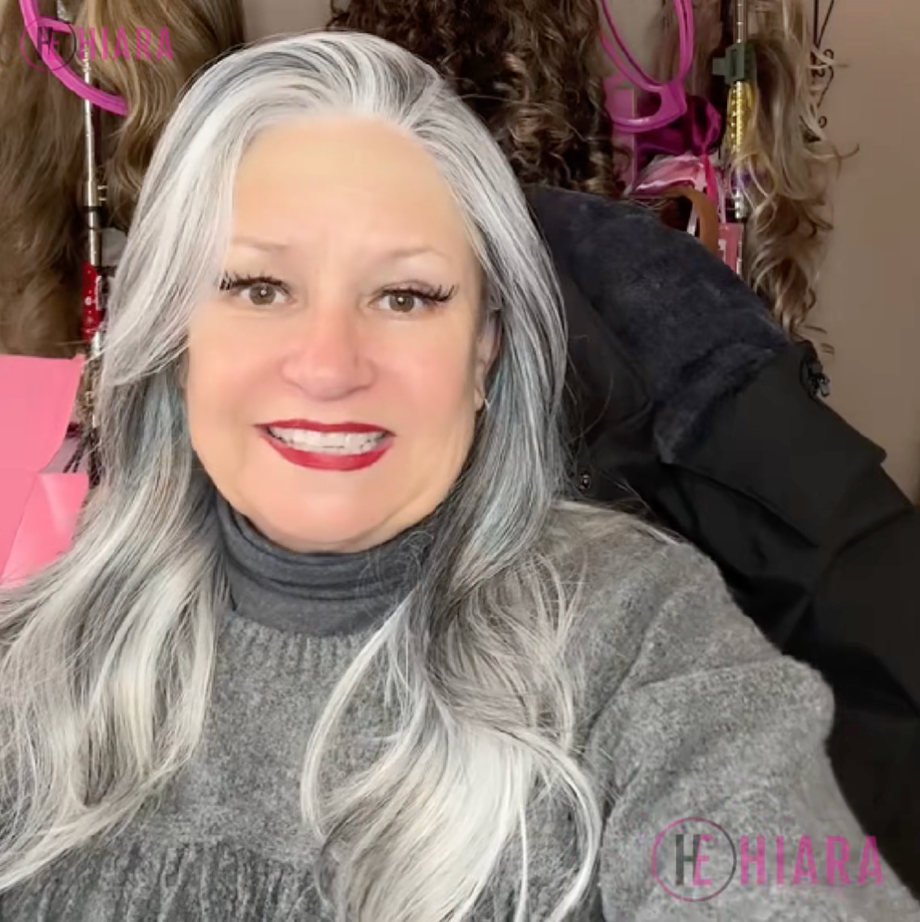 Sandra | Long Silver Wig With Gray Highlights